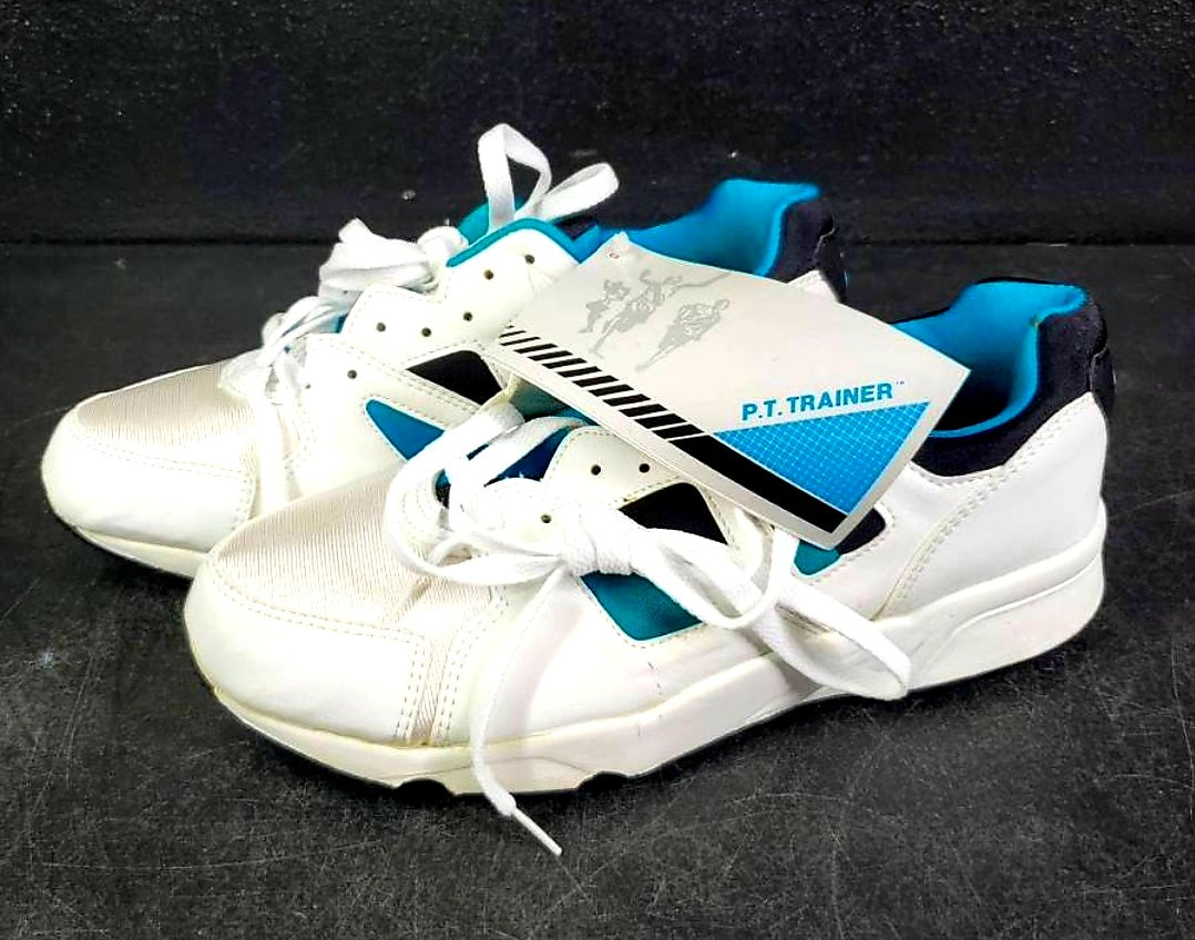 NIB *New White/Blue Men PT Trainer Athletic Shoes (size 12)