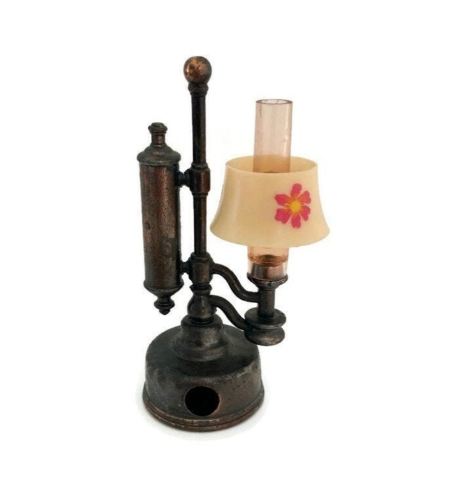 Vintage *Miniature Metal 'FLOWER OIL LAMP' Pencil Sharpener
