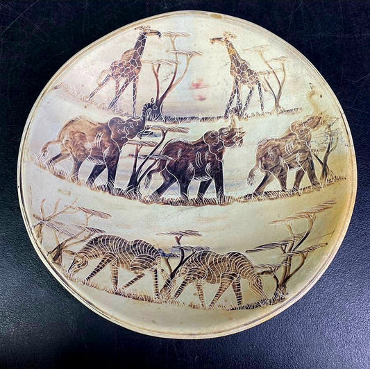 Stunning *South African Decorated Large Wooden Bowl (10.25" DIA)