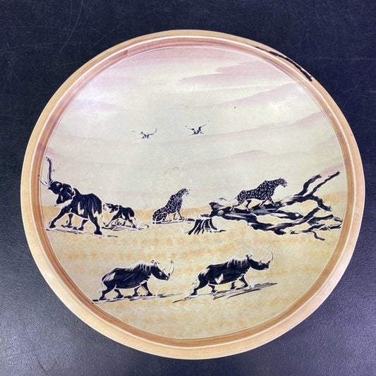 Beautiful *South African Decorated Large Wooden Bowl (14.25" DIA)