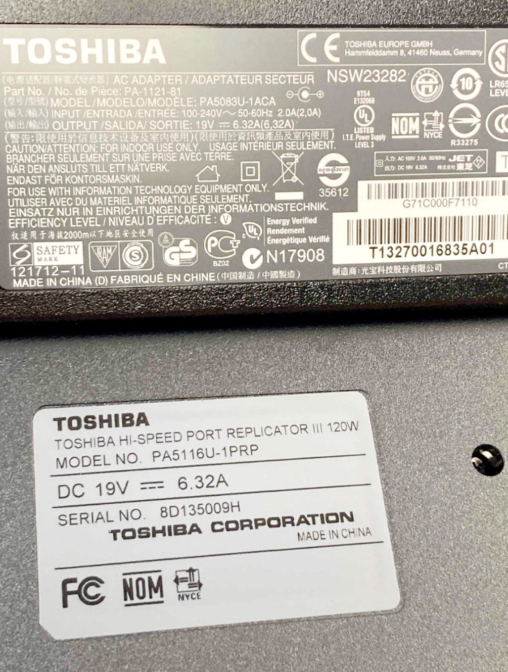NEW *Toshiba Hi-Speed Port Replicator III (120W w/ AC Adapter)