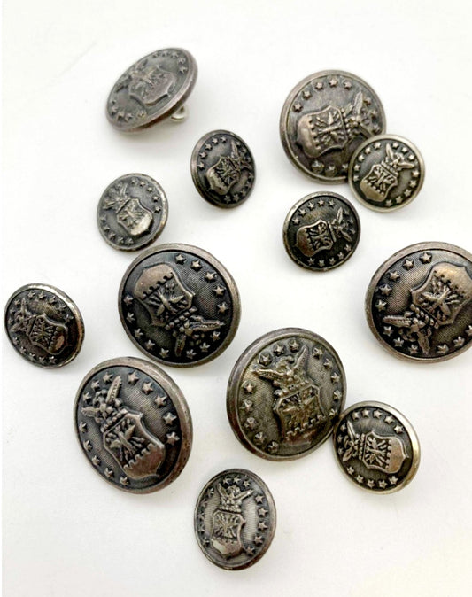Vintage *U.S. Air Force Silver Button Cover Set (13 Buttons)