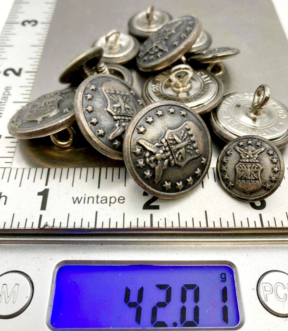 Vintage *U.S. Air Force Silver Button Cover Set (13 Buttons)