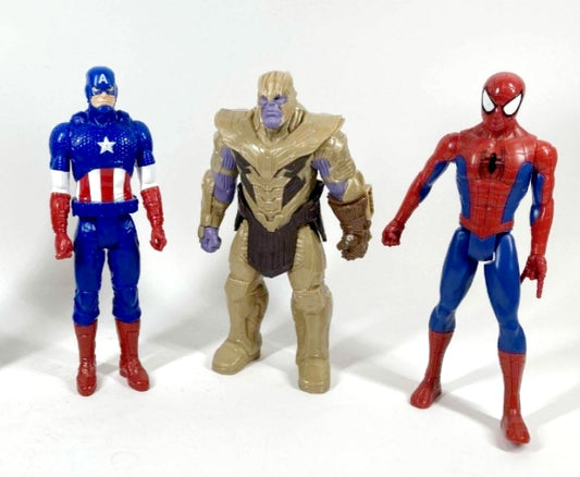 Three (3): Marvel Character 11.25" Collectible Moveable Figurines