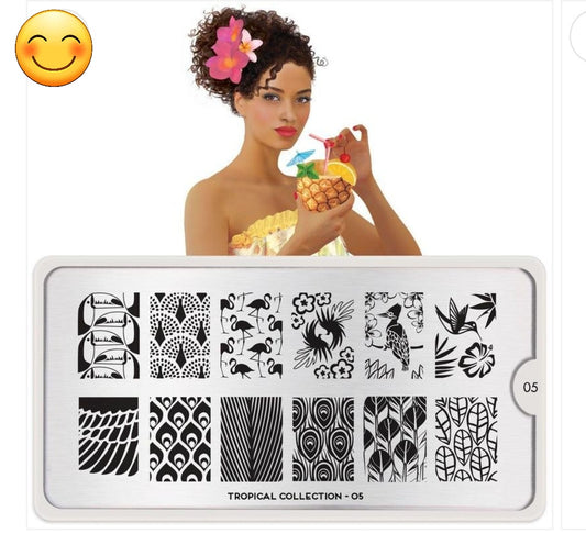 NEW *MoYou London "Tropical #5" Metal Nail Art Stamping Plate