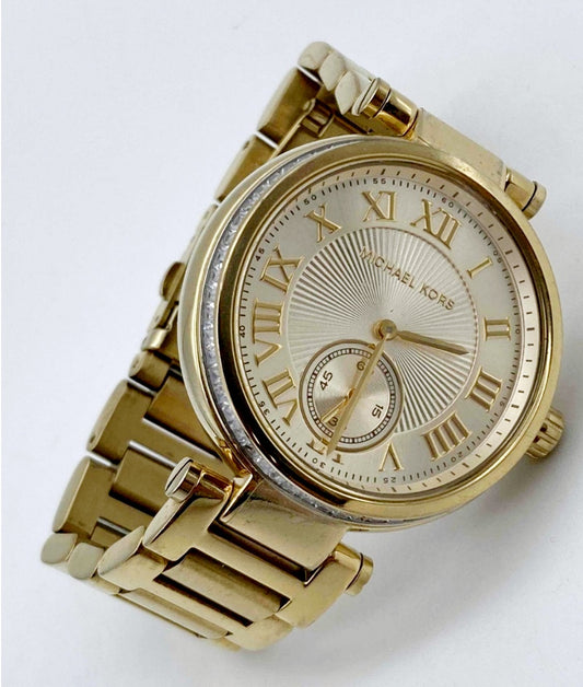 Skylar Pave *Michael Kors Stainless Steel Gold Tone Ladies Watch