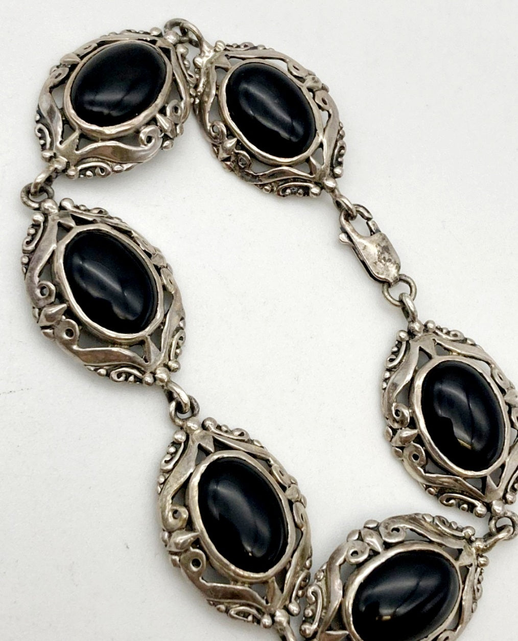 Sterling Silver & Black Onyx Stone Bracelet