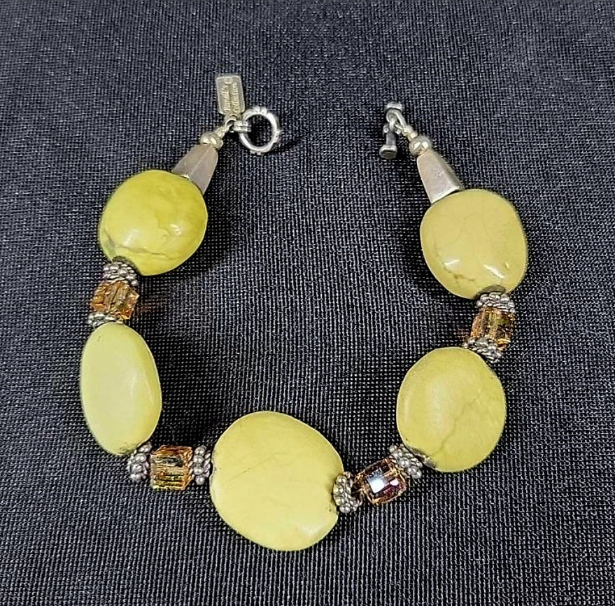 Stunning *Ranell's Collection Sterling Silver .925 & Yellow Stone Bracelet