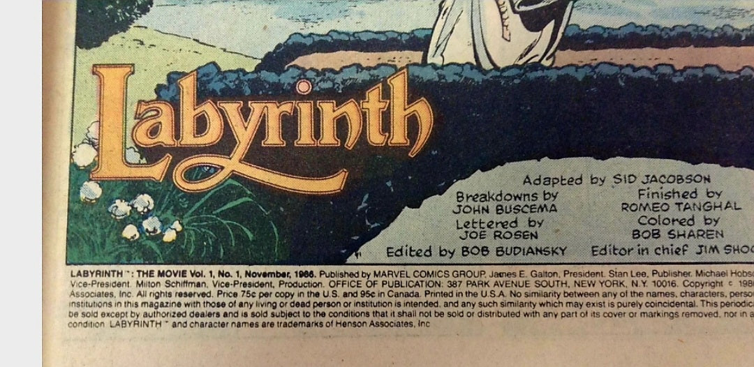 Marvel Comics Books *The Labyrinth #1 & #2 (Movie 1986)