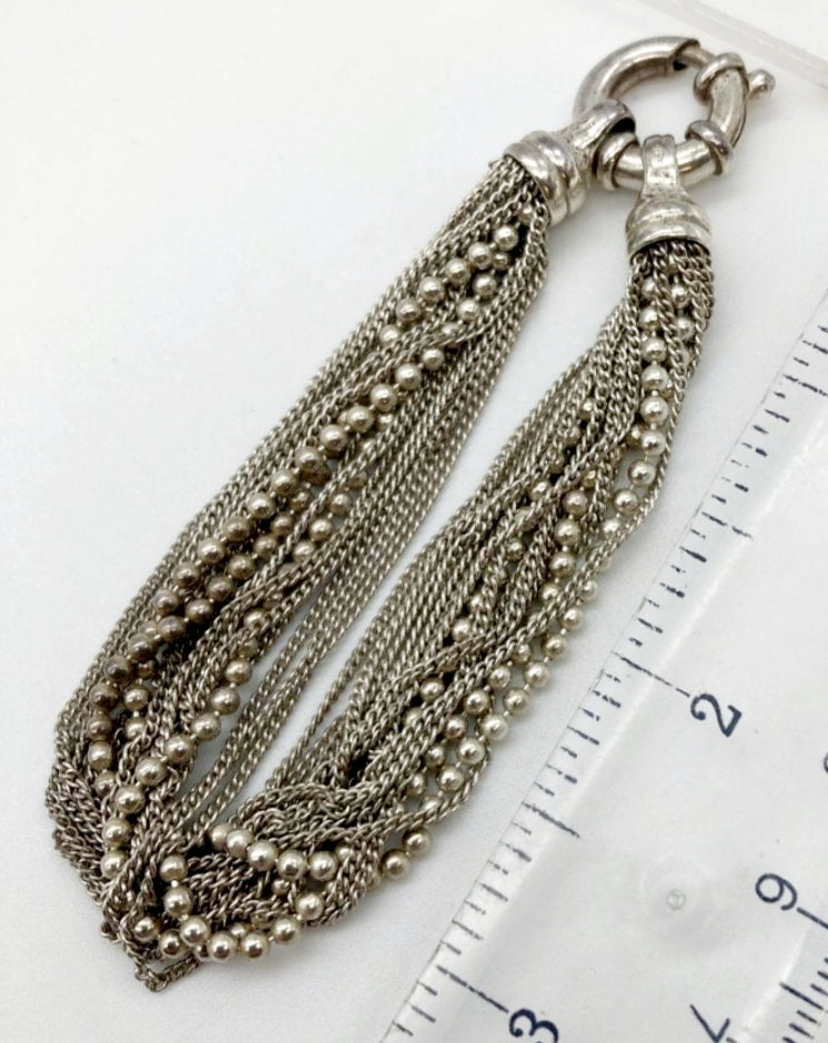 Beautiful *Sterling Silver .925 Multi-Strand Braided Bracelet