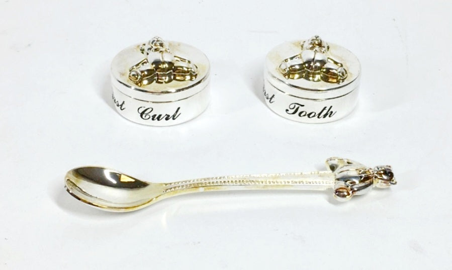 New *A Baby's First: Curl, Tooth & Spoon Silver Boxed Set