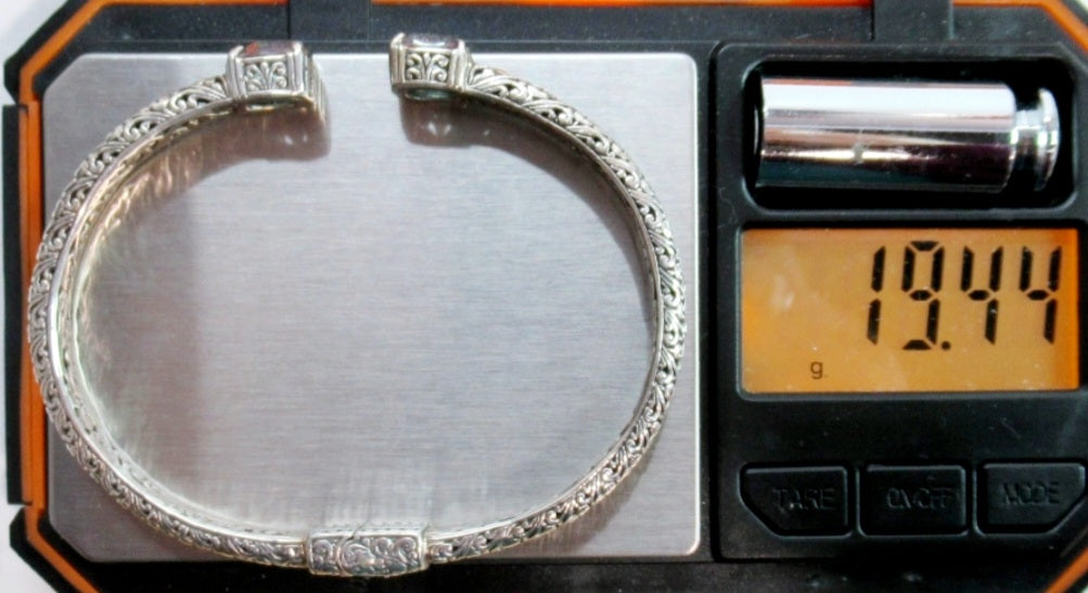 Great *18k-.925 Mystic Topaz & Sterling Silver Bangle Cuff Bracelet