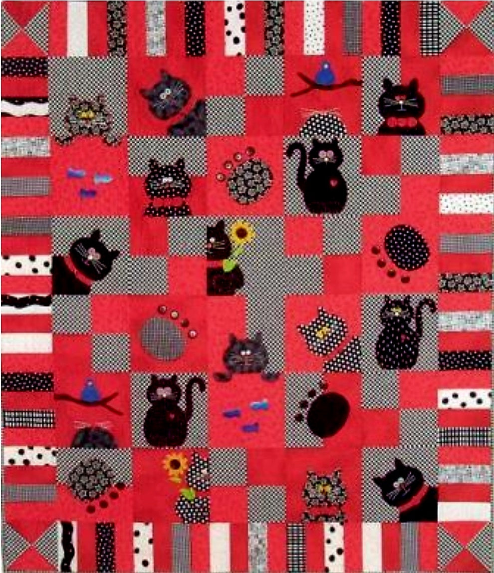 NEW “CatNip” Pattern #777: Quilt (52” x 60”) & Pillow 14” Square PLUS Material