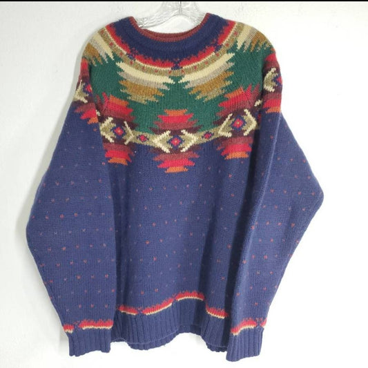 Vintage *Colorful Woolrich Men's 100% Wool Pullover Sweater (X-Large)