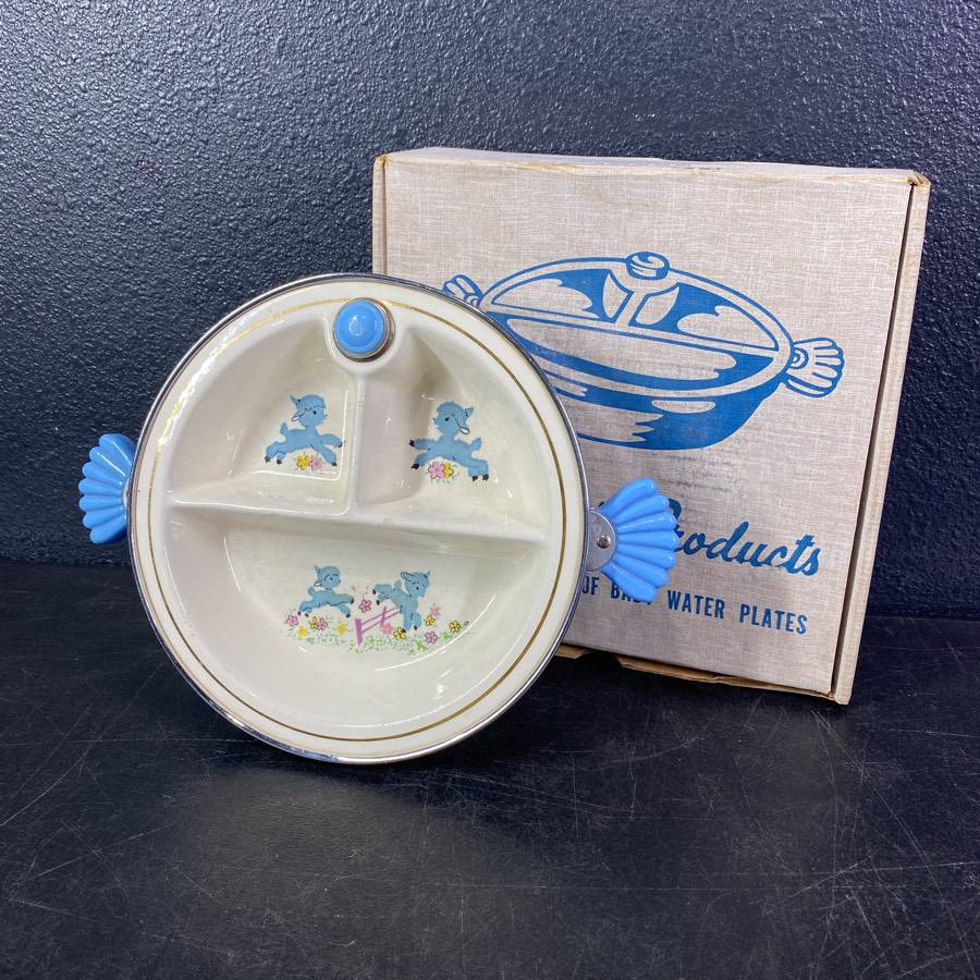 Vintage 1960 Majestic Baby Divided Warming Dish MINT in box